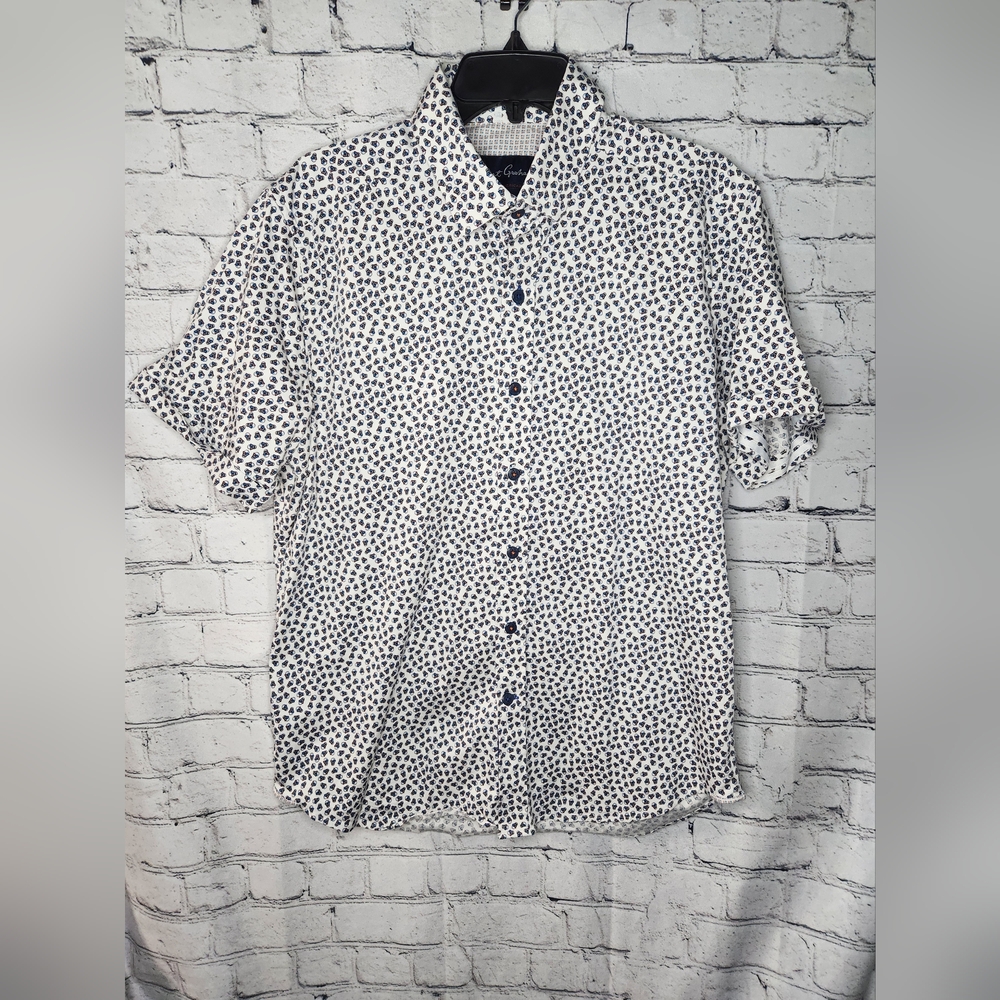 Robert Graham Tailored Fit Skull Short Sleeve Button Down Size Large